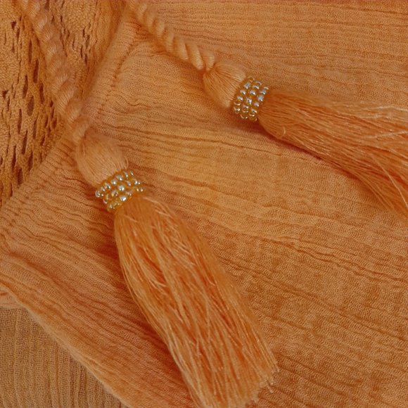 Lane Bryant Gauze/Crochet Orange Top14/16 - Picture 5 of 9